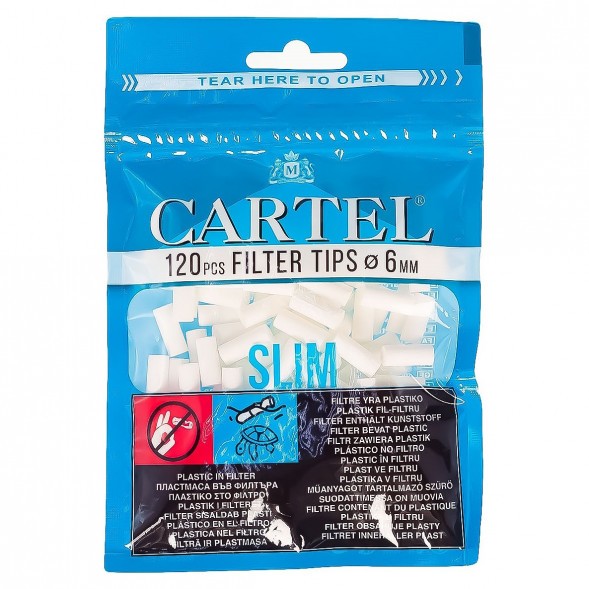 Фильтры для самокруток Cartel - Slim (120 штук, 15х6 мм) купить в Тольятти