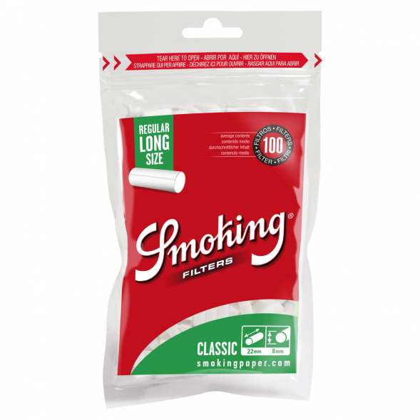 Фильтры для самокруток Smoking - Regular Classic Long (100 штук, 22x8 мм) купить в Тольятти