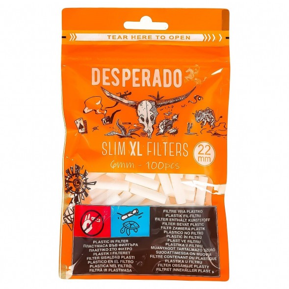 Фильтры для самокруток Desperado - Slim XL (100 штук, 22х6 мм) купить в Тольятти